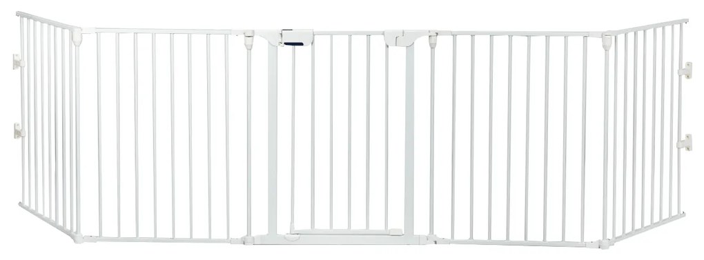 Costway Cancello di metallo 5 in 1 regolabile per bambini con porta apribile, Barriera di sicurezza per animali Bianco