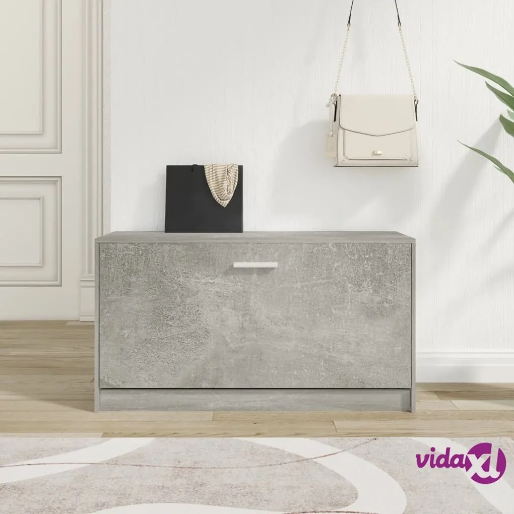 vidaXL Scarpiera Grigio Cemento 80x24x45 cm in Legno Multistrato