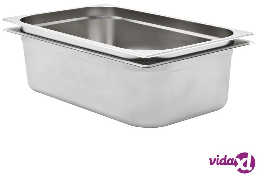 vidaXL Contenitori Gastronorm 2 pz GN 1/1 150 mm in Acciaio Inox