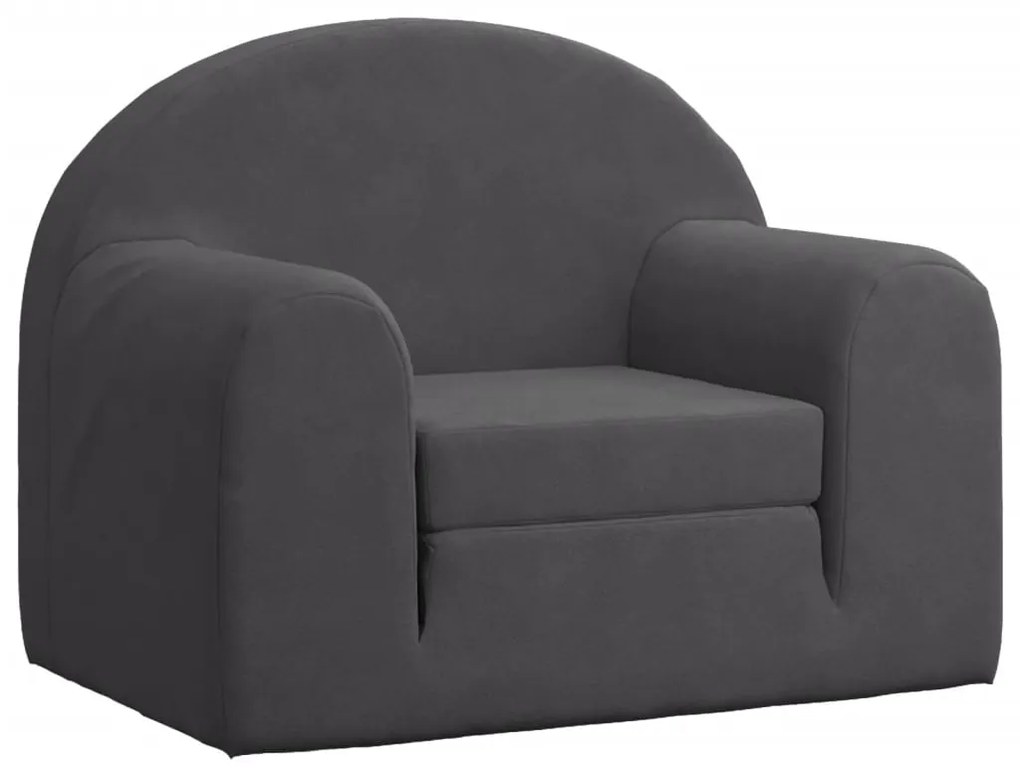 Divano letto per bambini antracite in morbido peluche