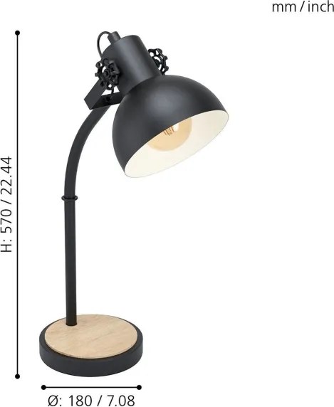 Eglo 43165 - Lampada da tavolo LUBENHAM 1xE27/28W/230V