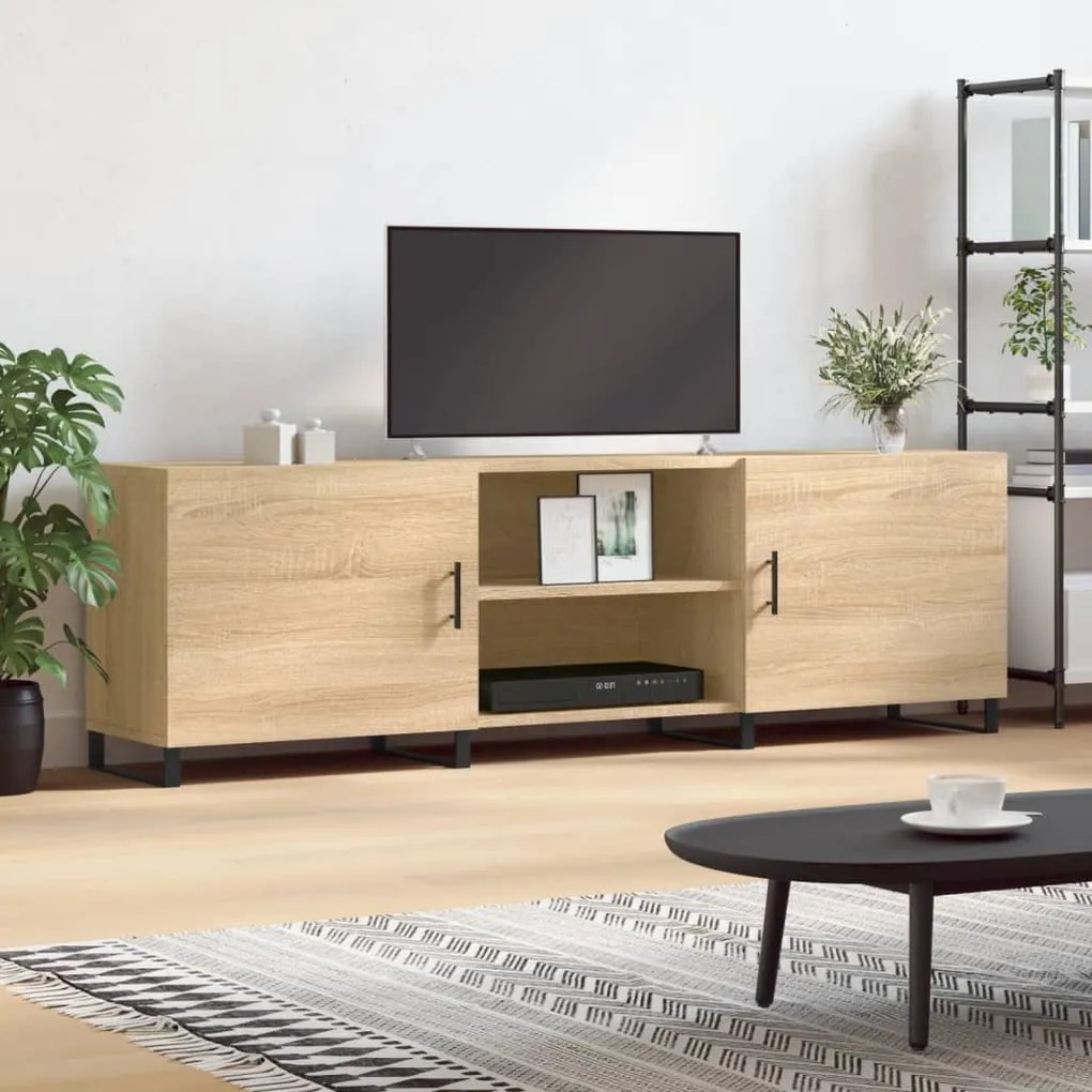 Mobile Porta Tv Rovere Sonoma 150x30x50 Cm İn Legno Multistrato /