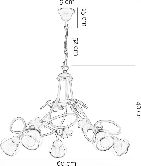 ONLI - Lampadario per bambini BUTTERFLY 5xE14/6W/230V