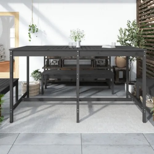 Tavolo da Giardino Grigio 203,5x90x110cm Legno Massello di Pino