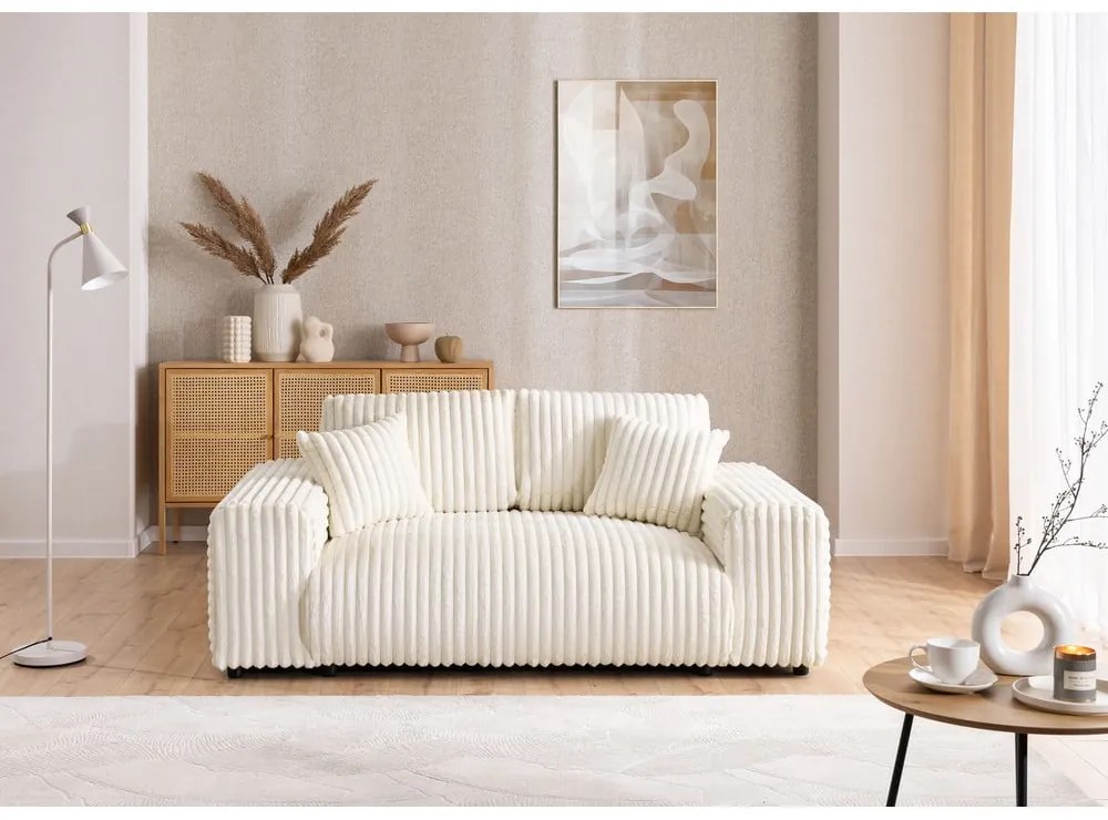 Divano color crema con rivestimento in velluto a coste 178 cm Justin – Ropez