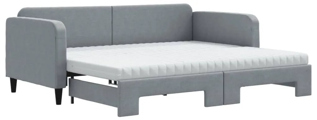 Divano letto estraibile materassi grigio chiaro 90x200 tessuto