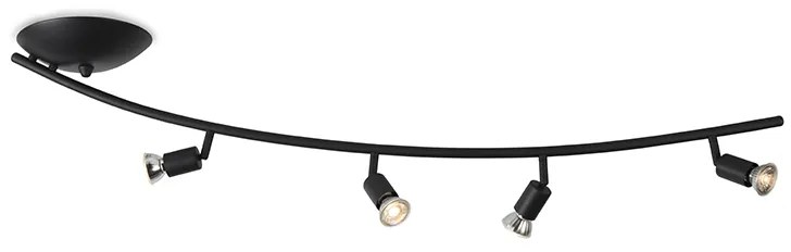 Faretto moderno curvo nero 4 luci - Jeany