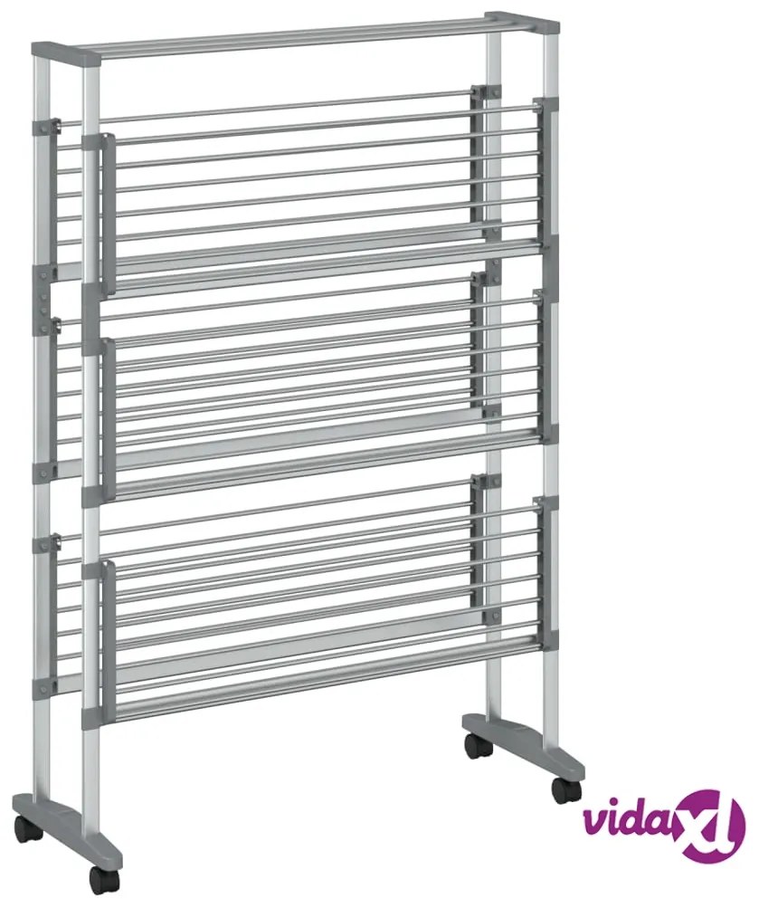 vidaXL Stendibiancheria con Ruote 89x64x129 cm in Alluminio