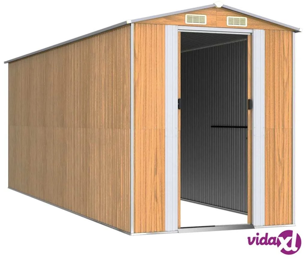 vidaXL Capanno Giardino Marrone Chiaro 192x523x223 cm Acciaio Zincato
