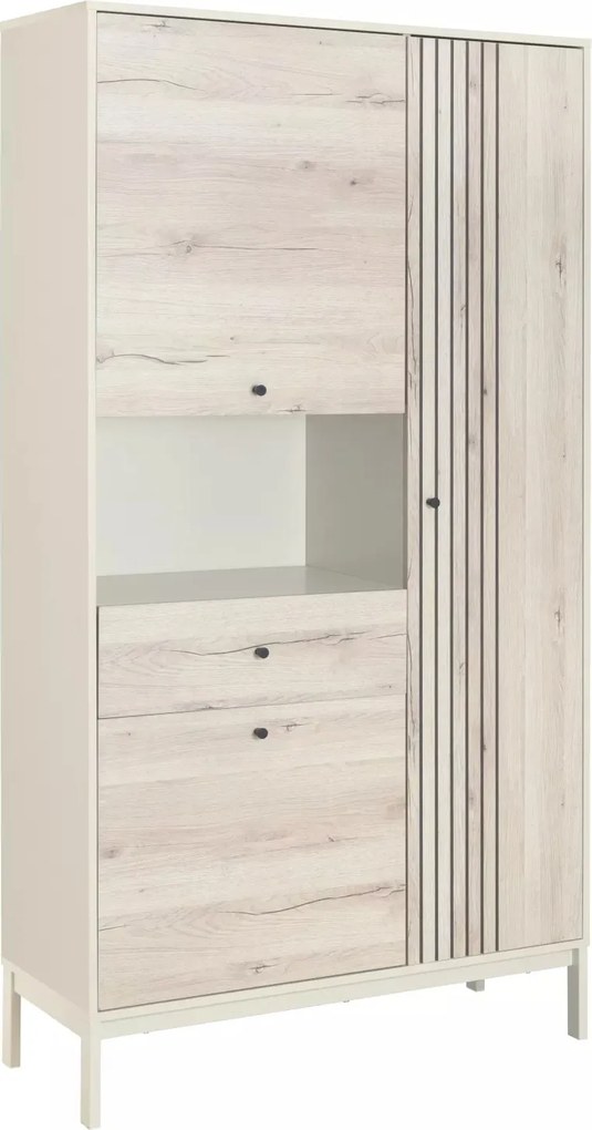 Libreria Frost R1 in off white + rovere alpino – 100x40x191 cm