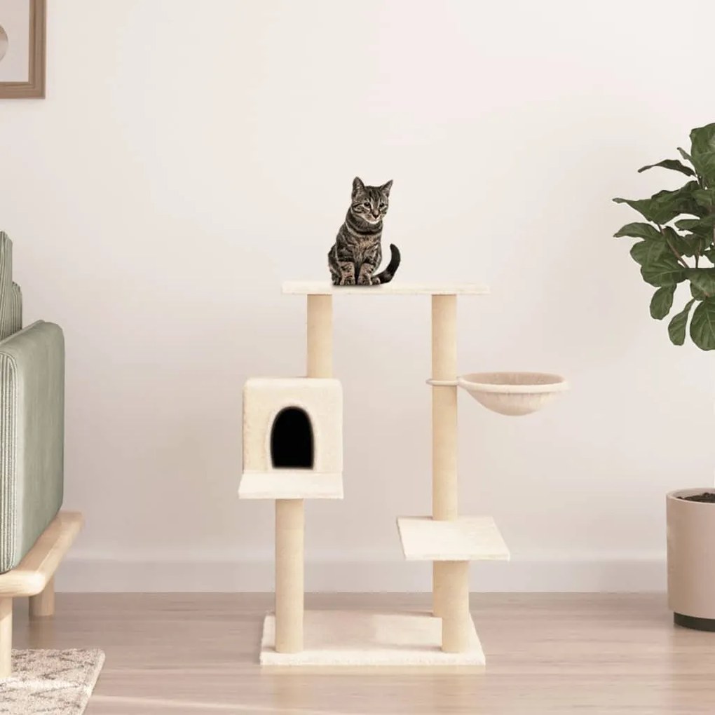 Albero Per Gatti Con Tiragraffi İn Sisal Crema 82,5 Cm /
