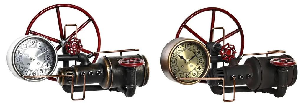 Orologio da Tavolo DKD Home Decor Argentato Dorato Ferro Rubinetto di arresto (40 x 20 x 26 cm) (2 Unità)