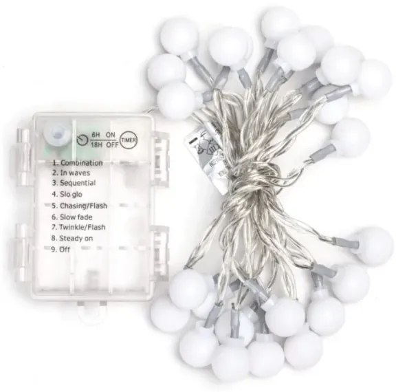 Aigostar-LED Catena luminosa LED da esterno 25xLED/3xAA/8 modalità 2,8 m IP44 bianco caldo