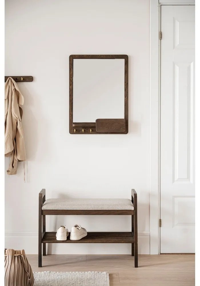 Specchio da parete con mensola con cornice in legno 45x60 cm Inverness - Rowico