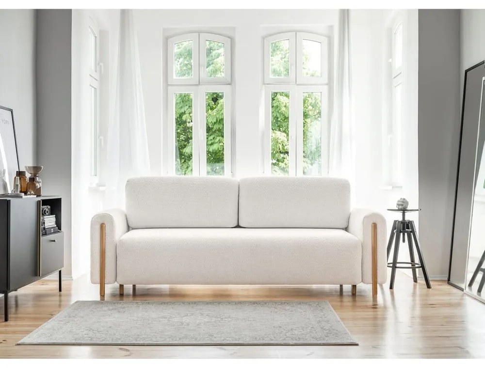 Divano color crema allungabile/con contenitore e rivestimento in bouclé 244 cm Arcadova – ELTAP