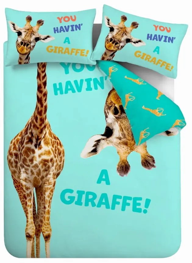 Biancheria da letto per bambini turchese per letto singolo 135x200 cm Havin A Giraffe – Catherine Lansfield