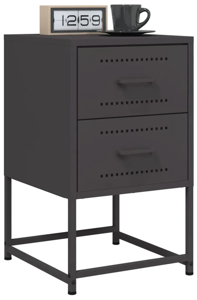 Comodini 2 Pz Neri 36x39x60,5 Cm İn Acciaio /