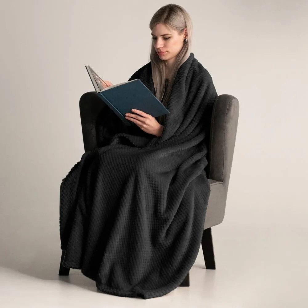 Coperta in microfibra nera, 150 x 200 cm Henry - DecoKing