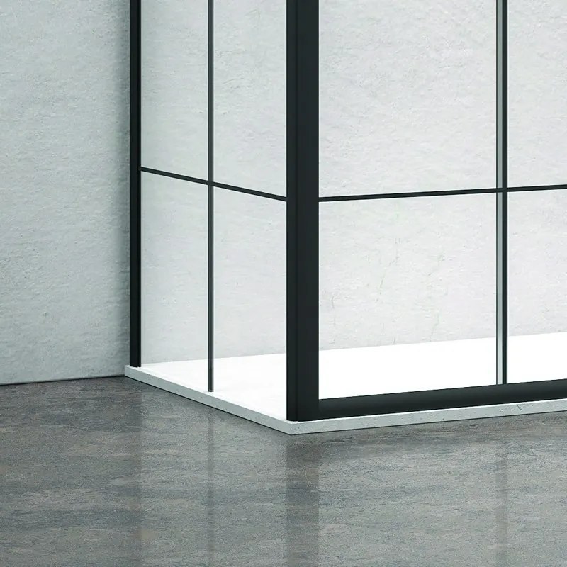 Box doccia angolare 170x80 doppio scorrevole telaio nero NICO-D6000S - KAMALU