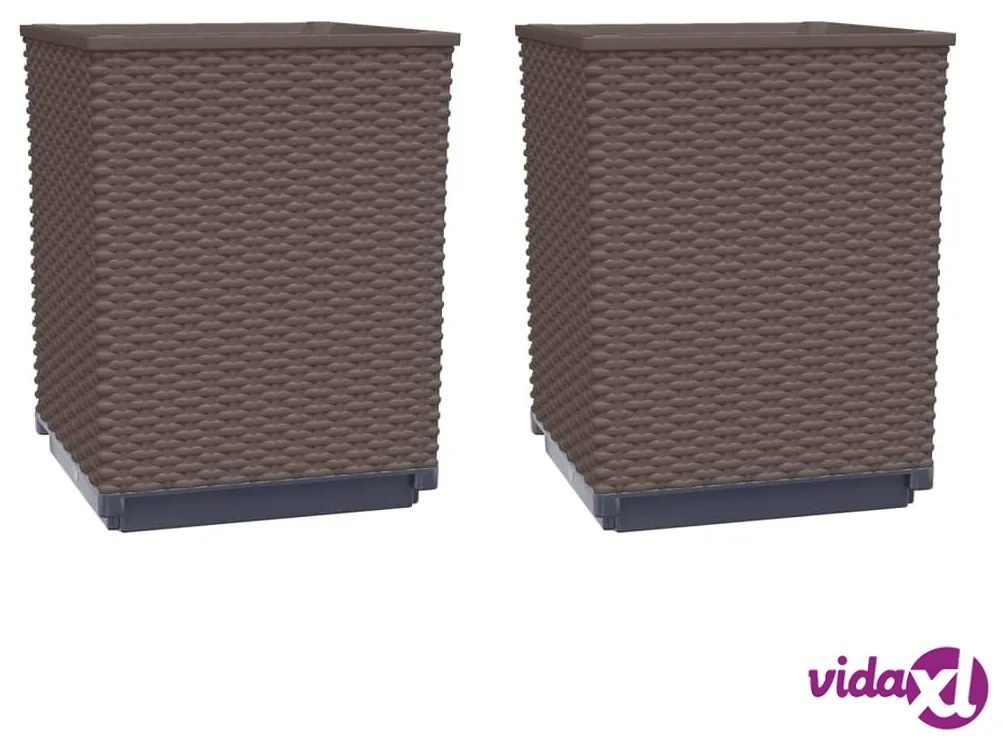 vidaXL Fioriere 2 pz Marroni 30x30x37 cm in Polipropilene