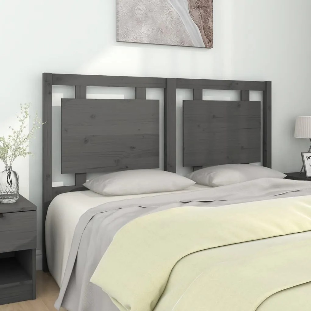 Testiera Per Letto Grigia 145,5x4x100 Cm Legno Massello Di Pino /