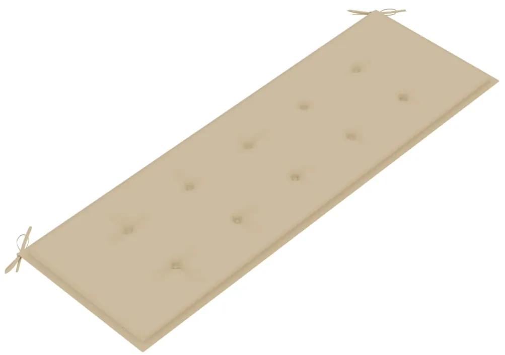 Panchina batavia con cuscino beige 150 cm legno massello teak