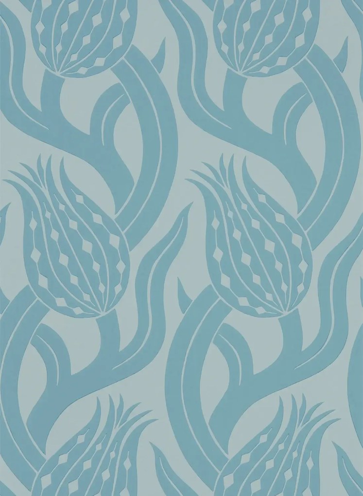 Zoffany Carta da parati Persian Tulip - Blue/ Stone