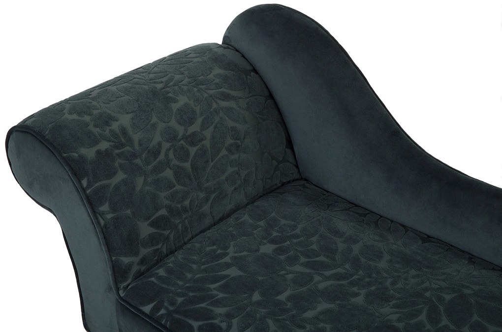 Tessuto chaise longue in velluto fantasia verdi lato sinistro BIARRITZ Beliani
