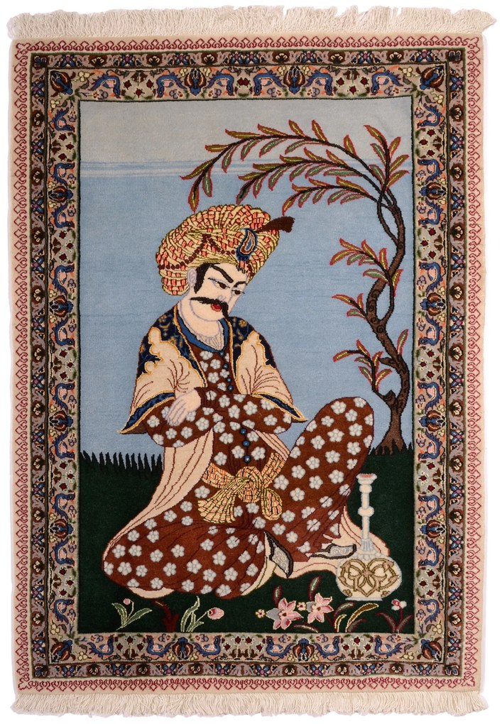 Isfahan Tappeto persiano 70x100 Blu (Iran) Annodato A Mano