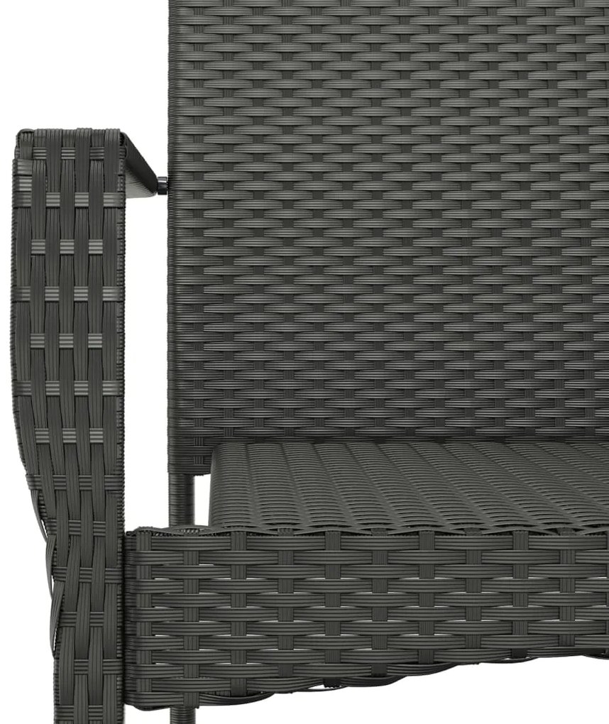 Set da Pranzo da Giardino 3 pz con Cuscini Nero in Polyrattan