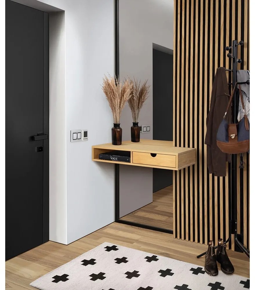 Comodino in rovere con ripiani in colore naturale Farsta - Woodman