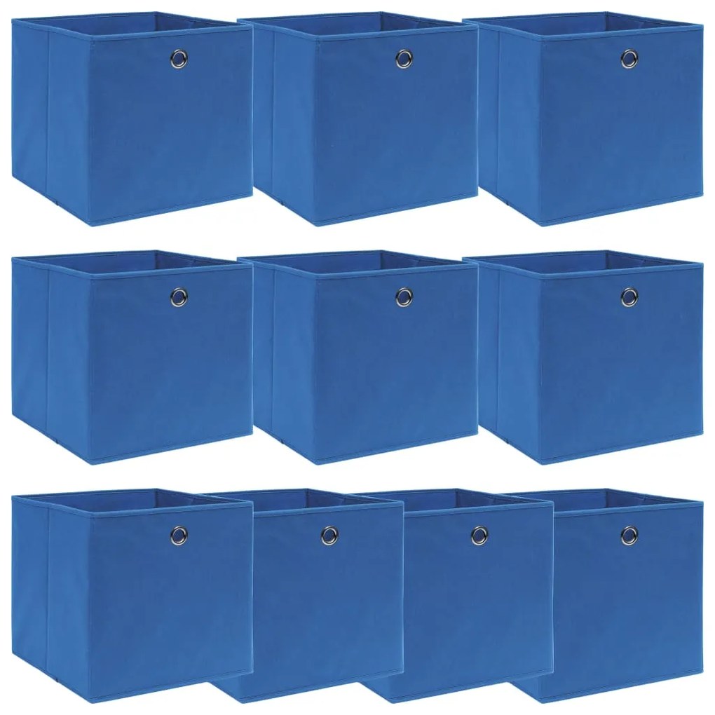 Scatole Portaoggetti Con Coperchi 10pz Blu 32x32x32 Cm Tessuto /