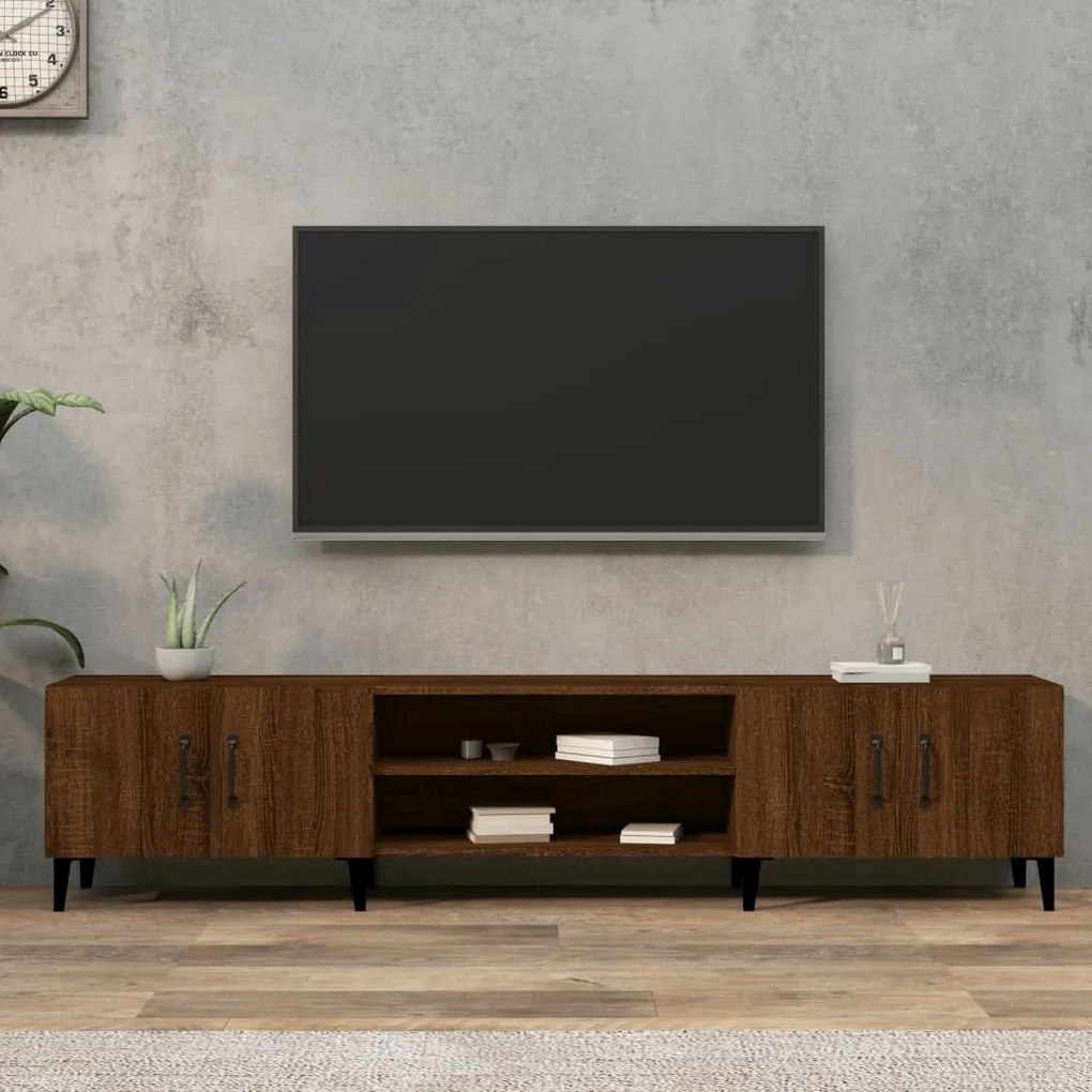 Mobile tv rovere marrone 180x31,5x40 cm in legno multistrato