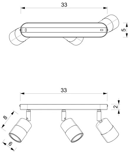 Luce Spot MIZU 3xGU10/8W/230V nero/ottone