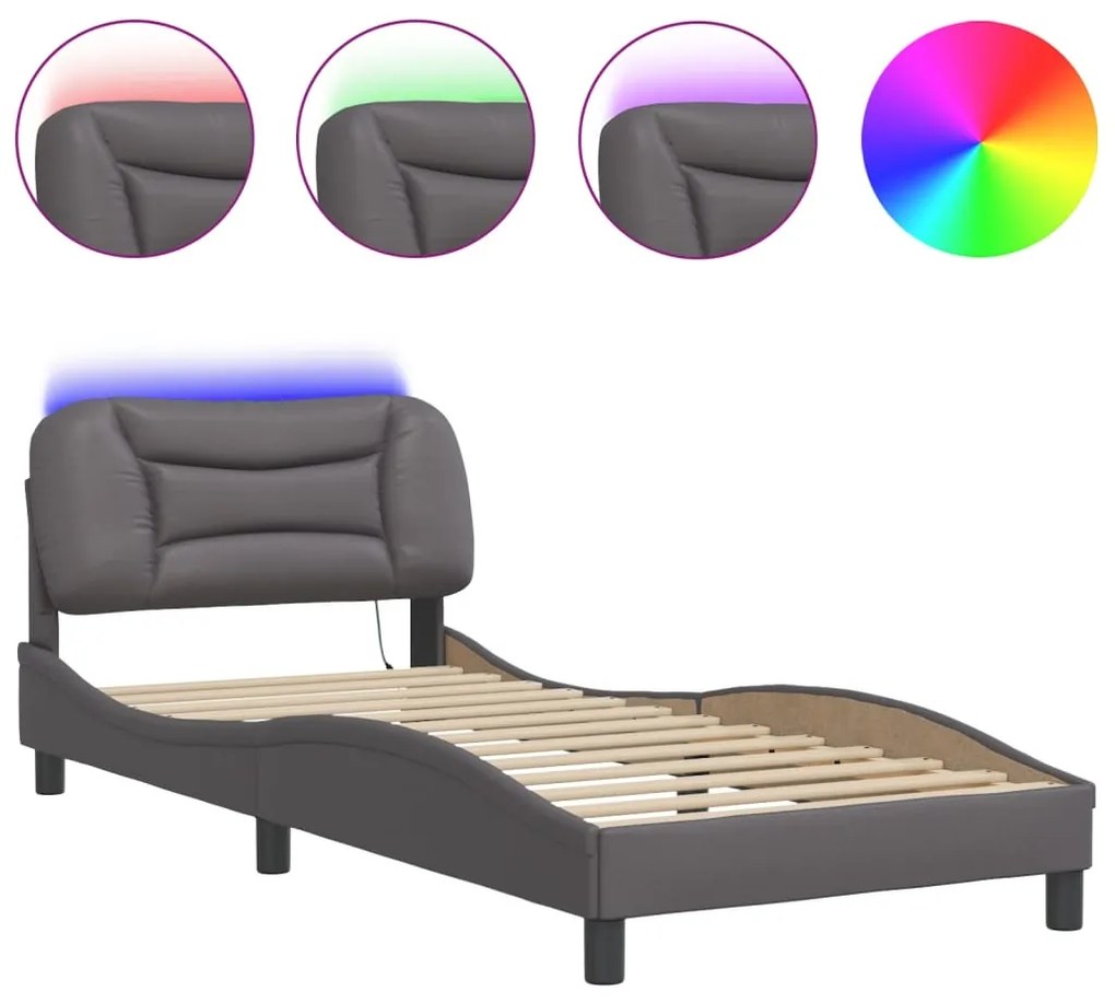 Giroletto con luci led grigio 90x200 cm in similpelle