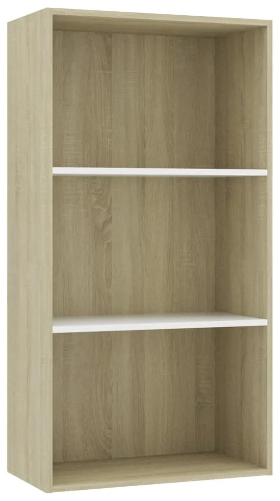 Libreria 3 Ripiani Bianco Rovere Sonoma 60x30x114cm Multistrato