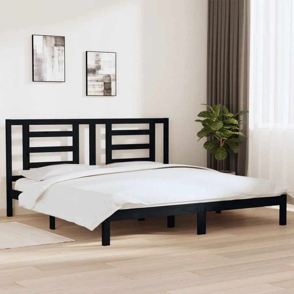 Giroletto Nero İn Legno Massello Di Pino 200x200 Cm /