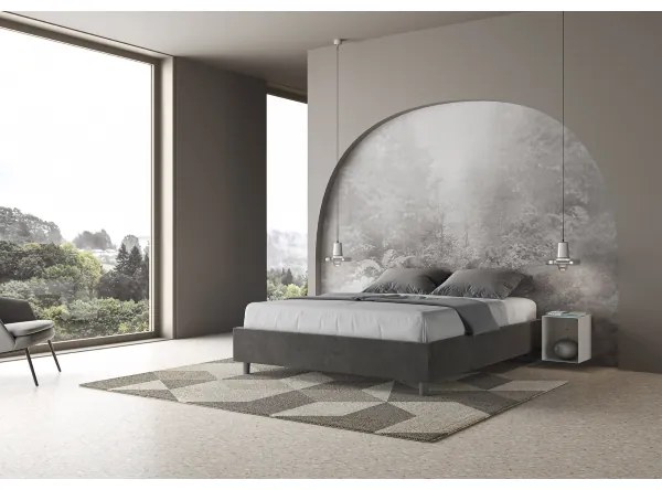 Letto matrimoniale e rete 160x200 in microfibra grigio Azelia