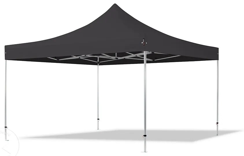 TOOLPORT 4x4m gazebo pieghevole PES con laterali (finestre panoramiche), PROFESSIONAL alluminio, nero - (600189)