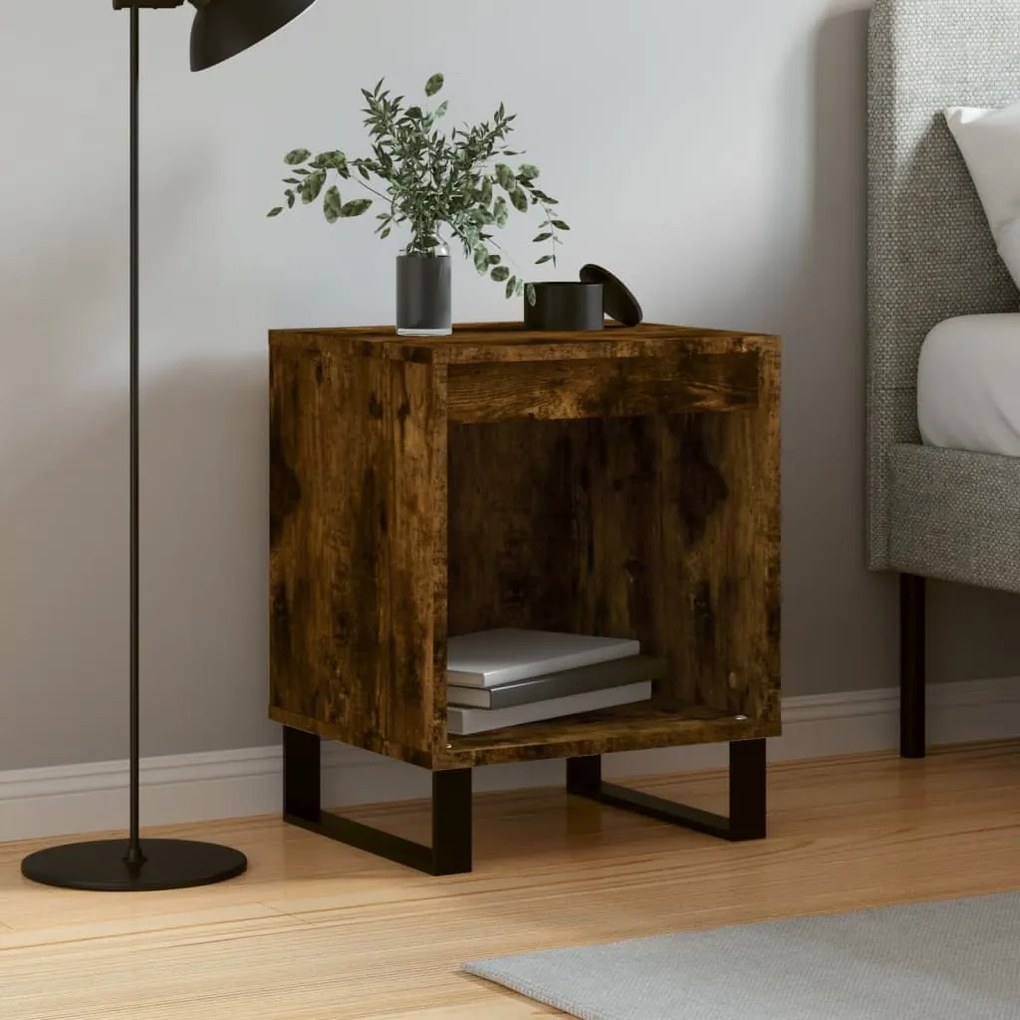 Comodino Rovere Fumo 40x35x50 Cm İn Legno Multistrato /