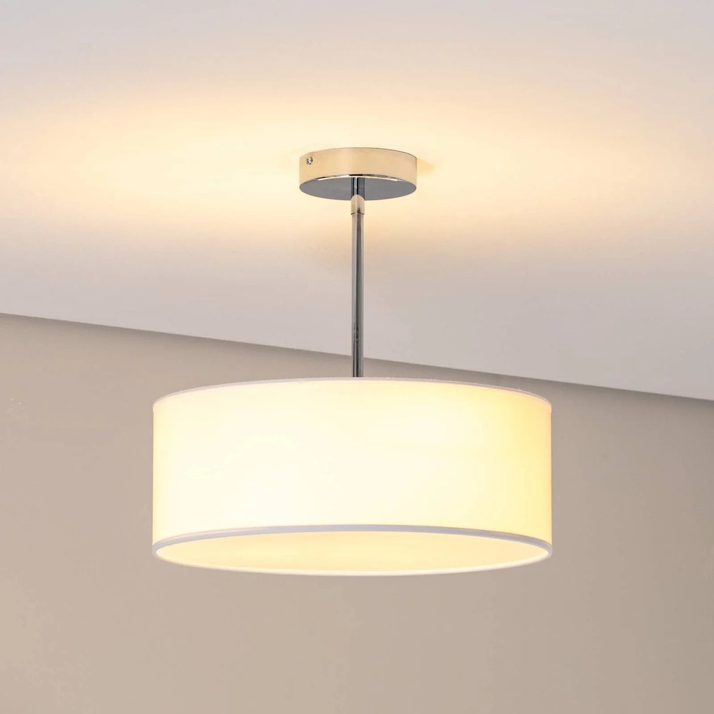 Argon Plafoniera Oja, bianco/cromo, tessuto, Ø 40 cm