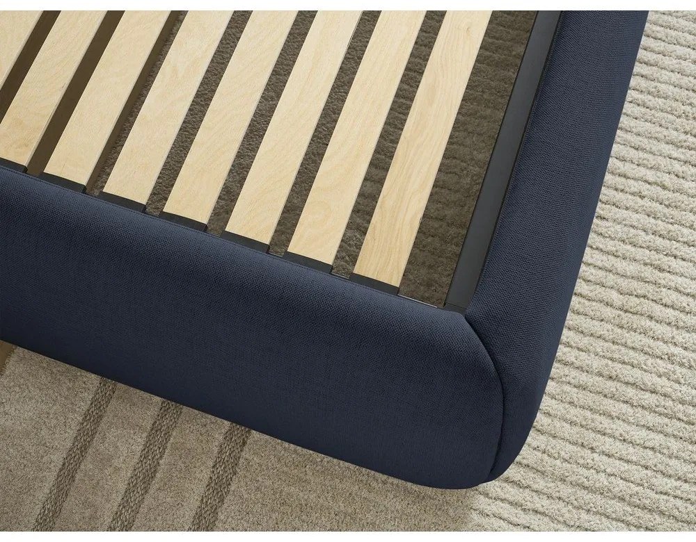 Letto matrimoniale imbottito blu scuro con contenitore/senza testiera con rete inclusa 180x200 cm Inera – Bobochic Paris