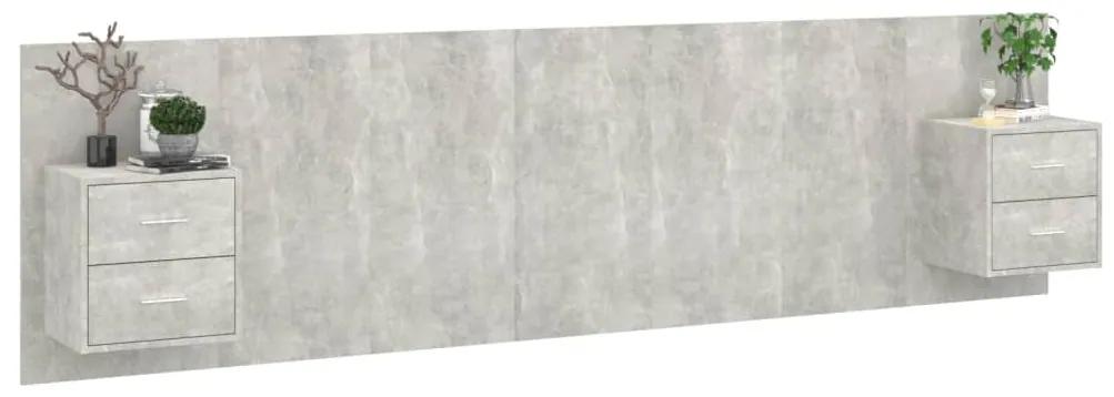 Testiera letto con armadietti legno multistrato grigio cemento