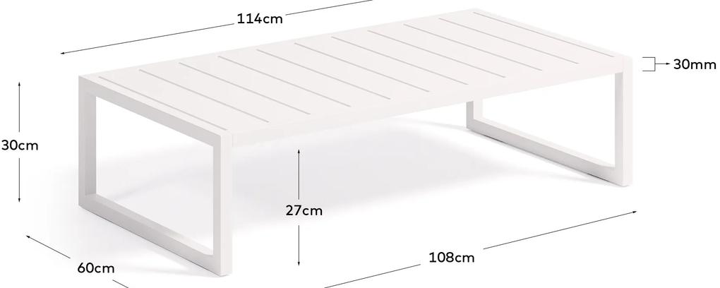 Kave Home - Tavolino 100% da esterno Comova in alluminio bianco 60 x 114 cm