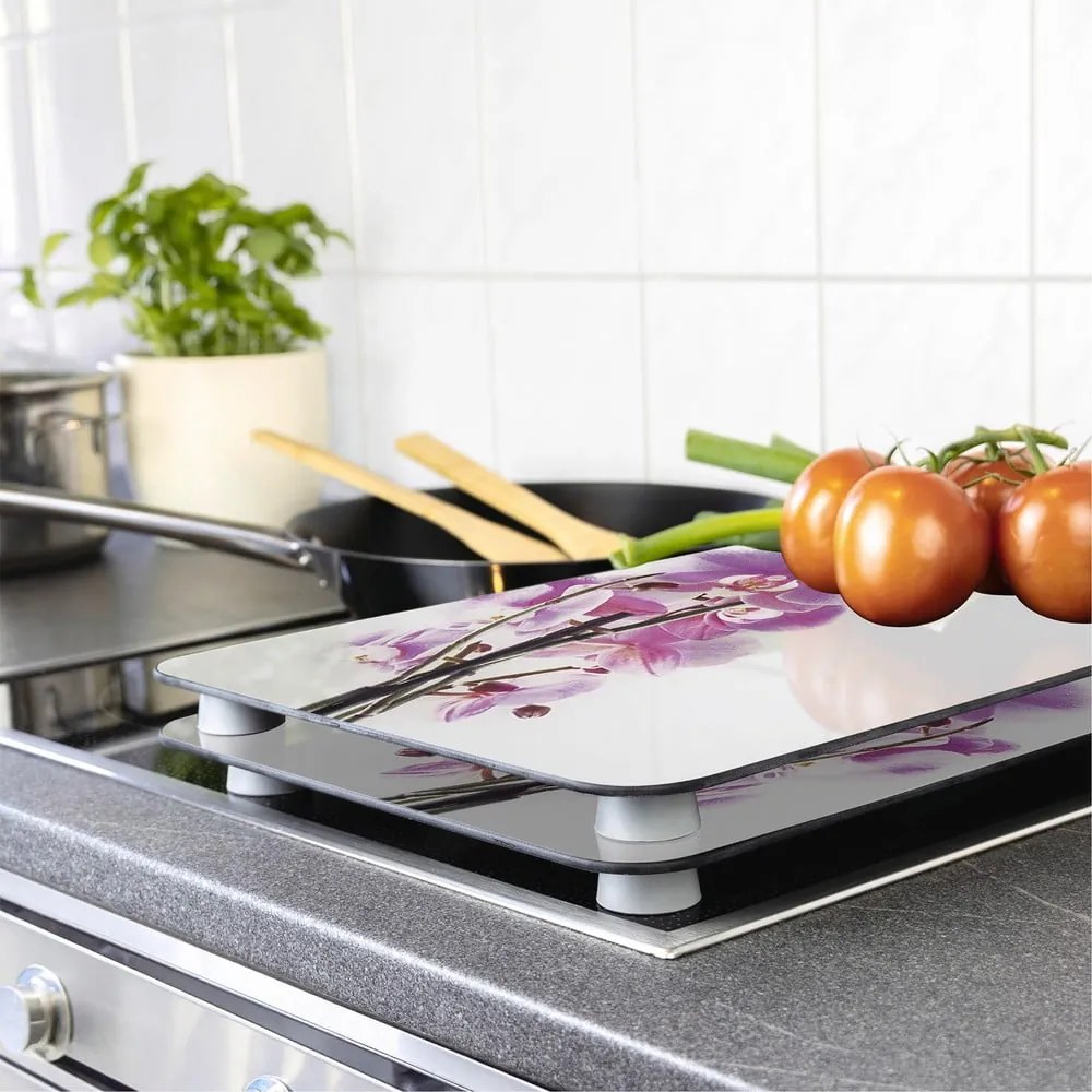 Set di 2 copri stufe in vetro Orchidea, 52 x 30 cm Orchid Blossom - Wenko