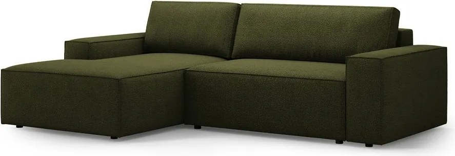 Divano letto angolare verde scuro in tessuto bouclé (angolo sinistro) Jodie - Micadoni Home