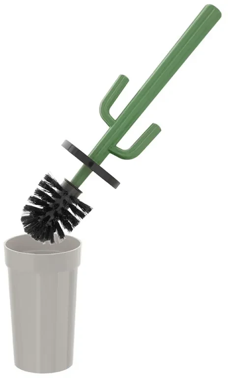 Scopino WC Cactus da appoggio grigio in plastica con setole nere