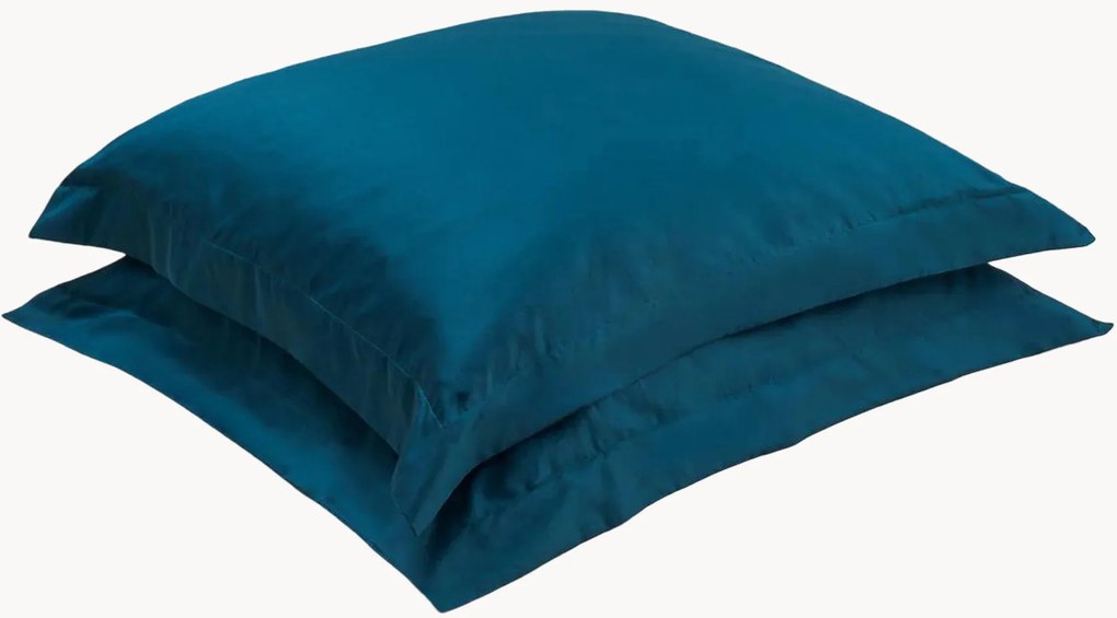 Set di 2 federe in raso di cotone Petrol Blue