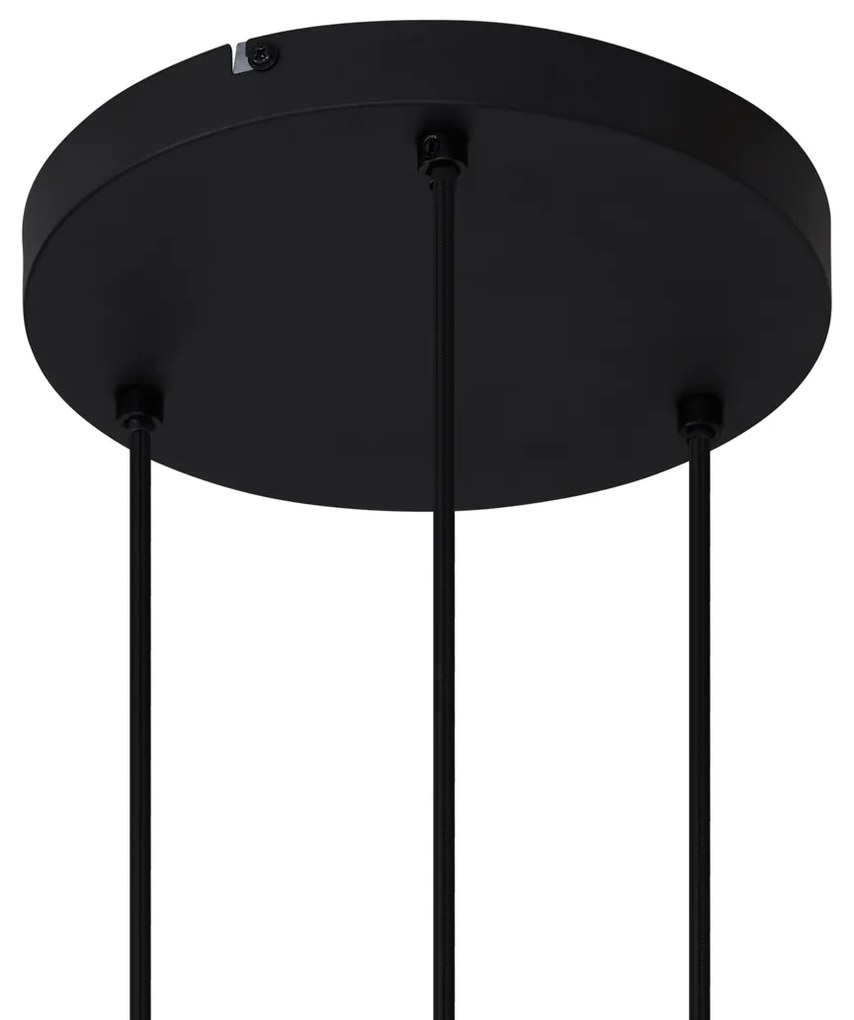 Lampada a sospensione moderna nera con vetro fumé 3 luci - Dame