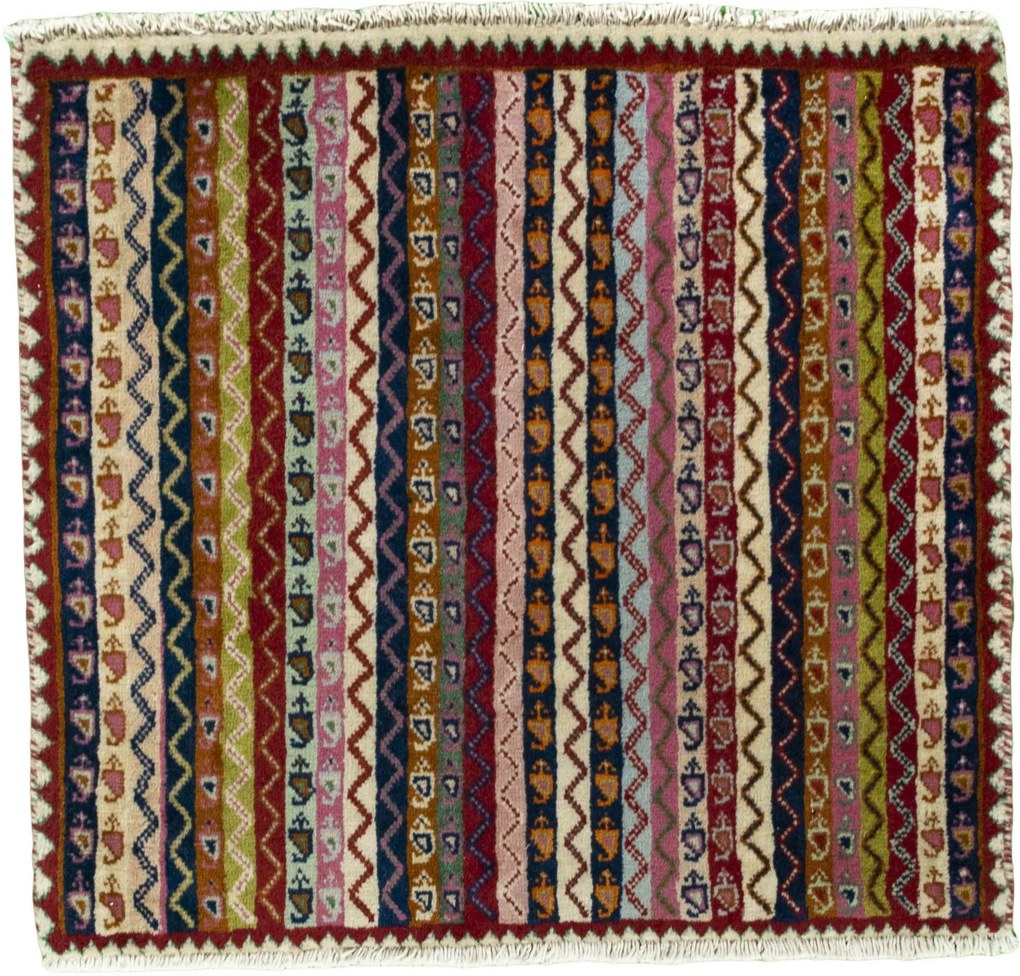 Shiraz Tappeto 60 x 60 Rosso (Iran) Annodato A Mano